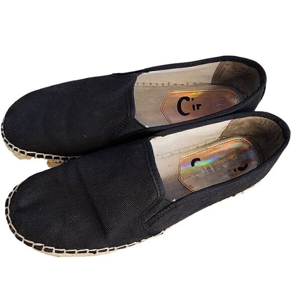 Circus Sam Edelman-Camdyn Black Canvas Rope Platform Espadrille Flats Black, 8.5 - Picture 6 of 11